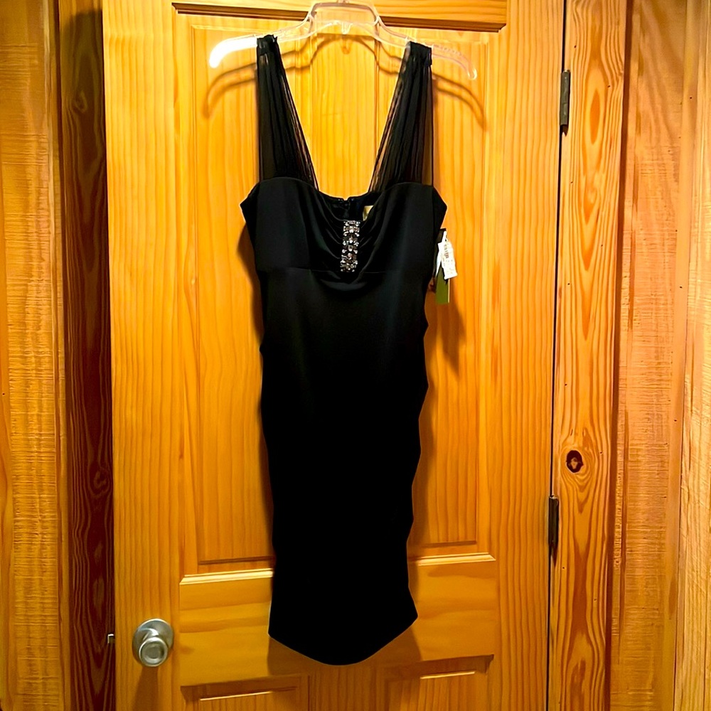 NWT Nicole Miller Little Black Dress LBD with Crystals